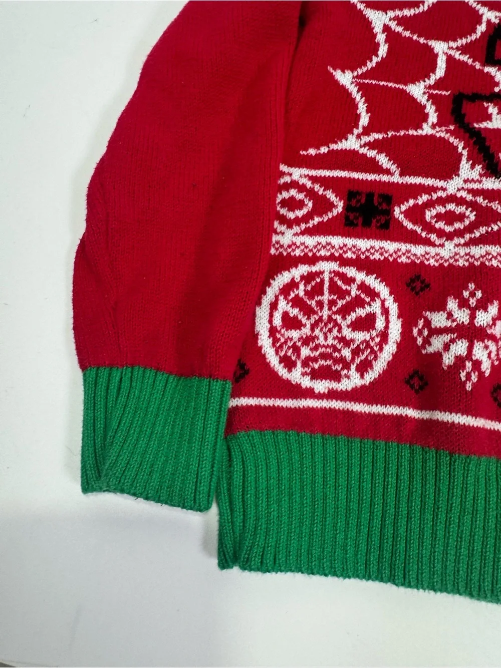 Spiderman Red Knit Crewneck with Green Trim